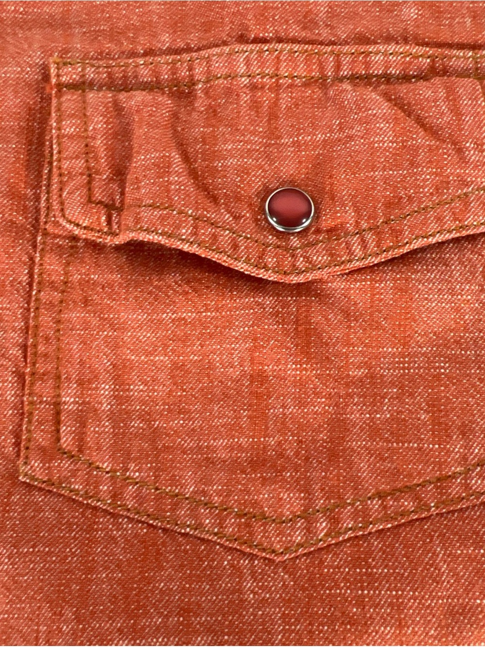 Ivy Jane Women's L Blouse Coral Orange Puff Sleeve Western Pearl Snap Shirt - Picture 3 of 12